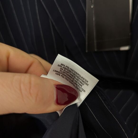 NWT Jones New York navy blue white stripe single breasted Emma jacket blazer - Picture 3 of 4